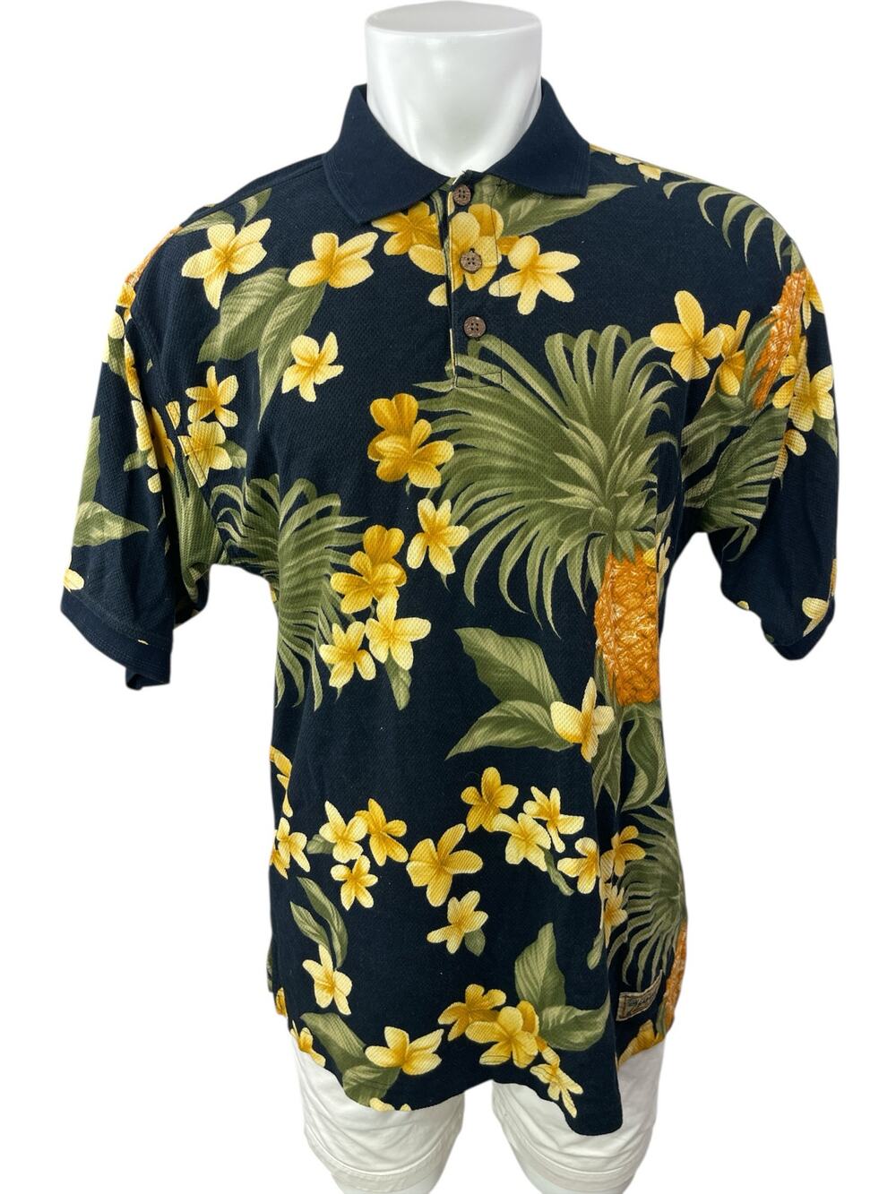 Tommy Bahama Mens Multicolor Tropical Floral Short Slkeeve Hawaiian Polo Shirt S